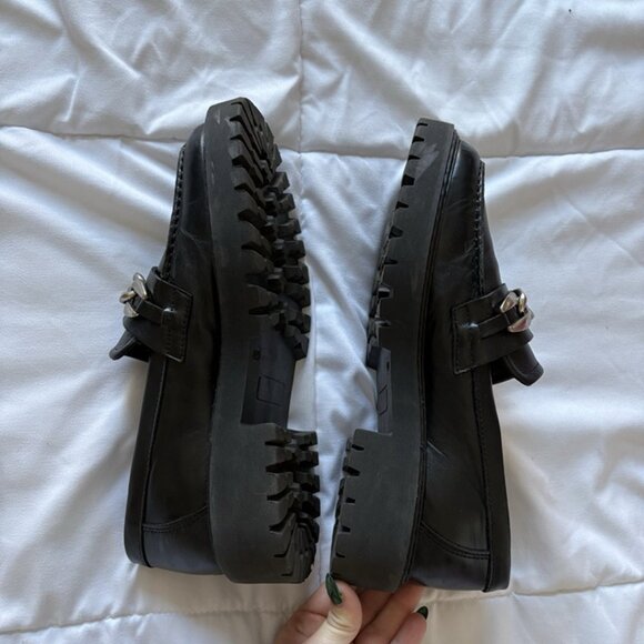 IRIS &INK Womens Chunky Chain Grunge Punk Preppy Casual Edgy Loafers 40 Black - Picture 5 of 12